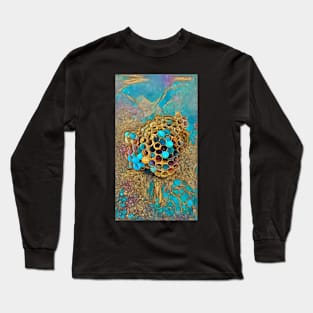 Turquoise Gem and Gold Wasp Nest Long Sleeve T-Shirt